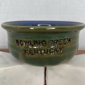 Bowling Green Kentucky Studio Pottery Blue Green Drip Glaze 5" Ceramic Bowl